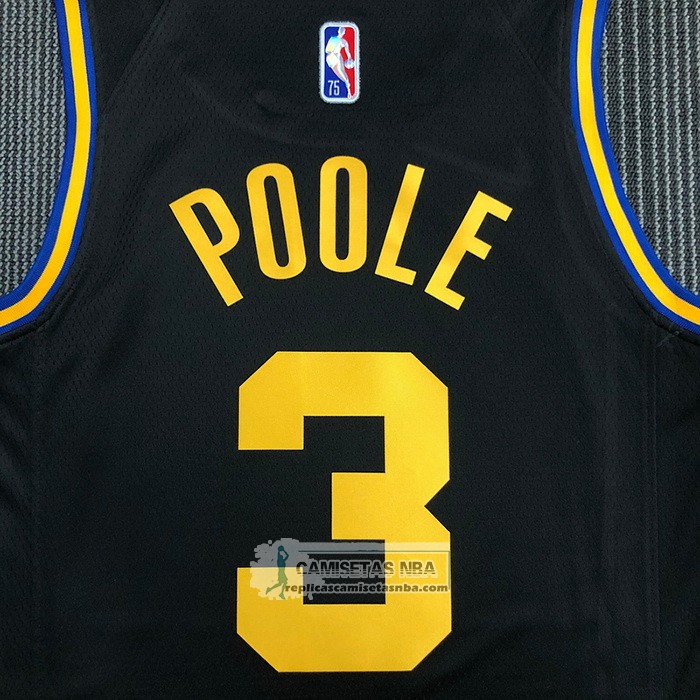 Camiseta Golden State Warriors Jordan Poole NO 3 Ciudad 2021-22 Negro